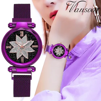 

Luxury Women Watches Fashion Simple Starry Dial Stainless Steel Mesh Belt Ladies Quartz Watch Gift reloj mujer relogio feminino