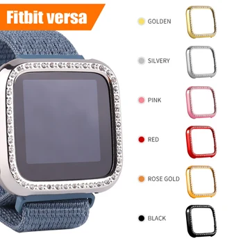 

Luxury Bling Frame Crystal Diamonds Cover Hard PC Watch Frame Bumper Shell Shockproof Protective Case For Fitbit Versa Lite