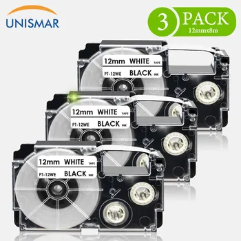 

Unismar 3PK XR-12WE 12mm Labels Tape Black on White Label Ribbon for Casio KL-60 KL-120 KL-170 KL-100 Label Maker XR 12WE XR12WE