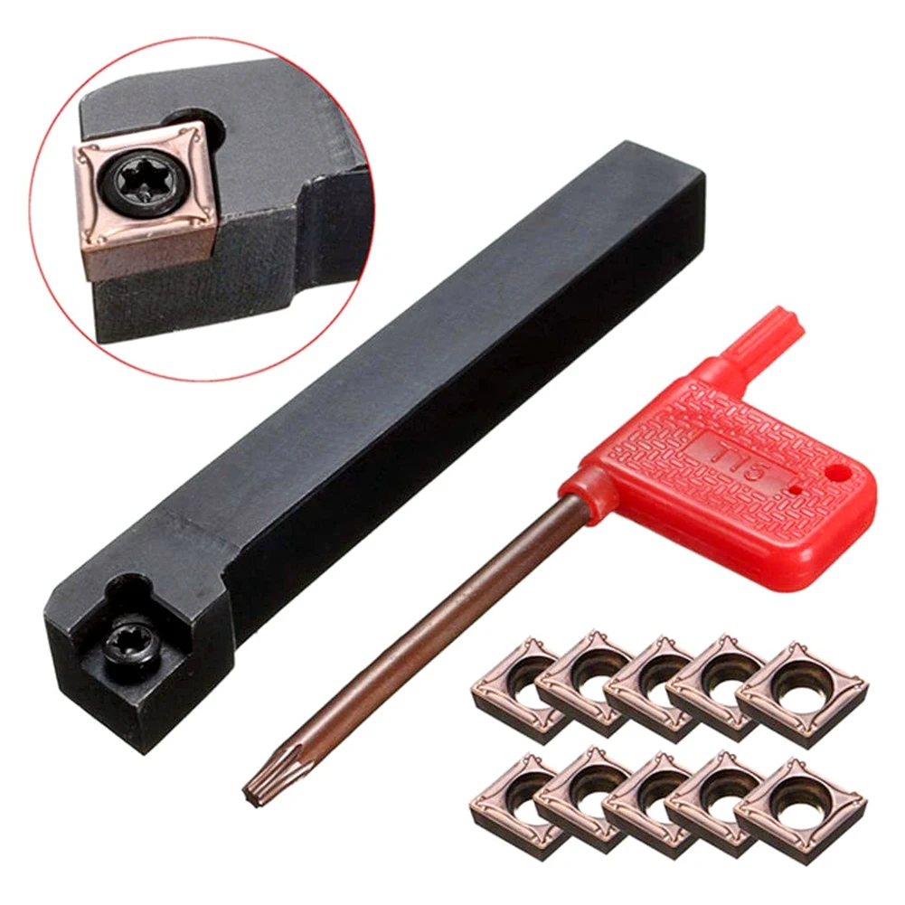 

SCLCR1212H09 Holder Lathe Tool Cutter With 10pcs CCMT09T304-PM Blades Insert CNC 100mm