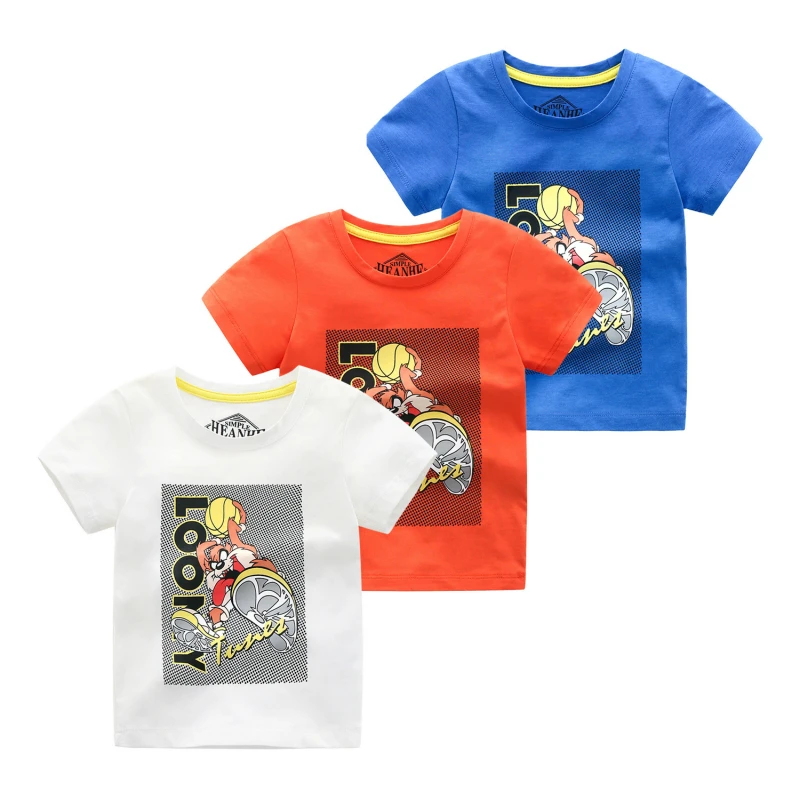 

Children Shirt Summer Boys Short Sleeve T-shirts Cartoon Rabbit Play Basketball Casual T-shirt Baby Cotton Kids Top
