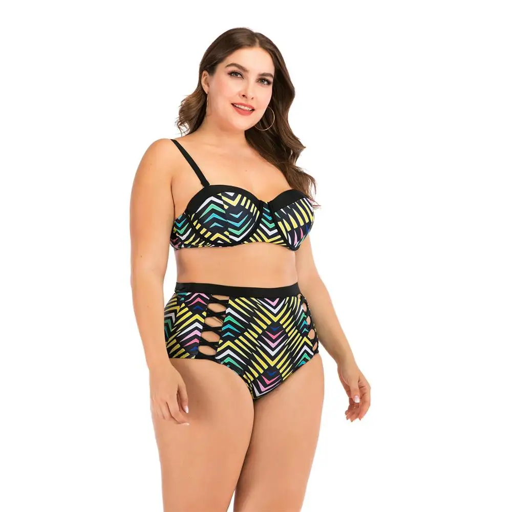 Swimsuits Two Piece Swimwear Women Stripe Women's Swimsuit 4xl Bathing Suits Push Up Swimsuit Separate 2020 Large Size XXXL