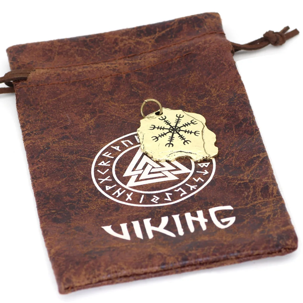 Скандинавский Викинг Odin Aegishjalmr vegvisir Амулет ожерелье с подарочной сумкой|Ожерелья