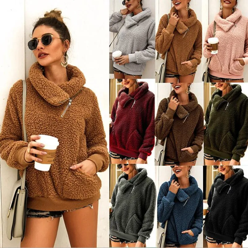 

Women Sweaters Plus Size 5XL Fashion Fleece Autumn Winter Warm Long Sleeve Pullovers Female Side Zipper Sweater Casual Turtlene