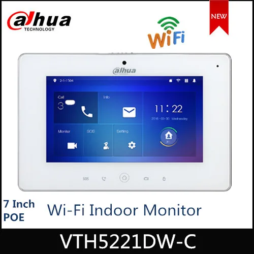 Dahua Video Intercoms WiFi Indoor Monitor 7\ TFT Touch Screen VTH5221DW-C for IPC surveillance Micro SD card Doorbell