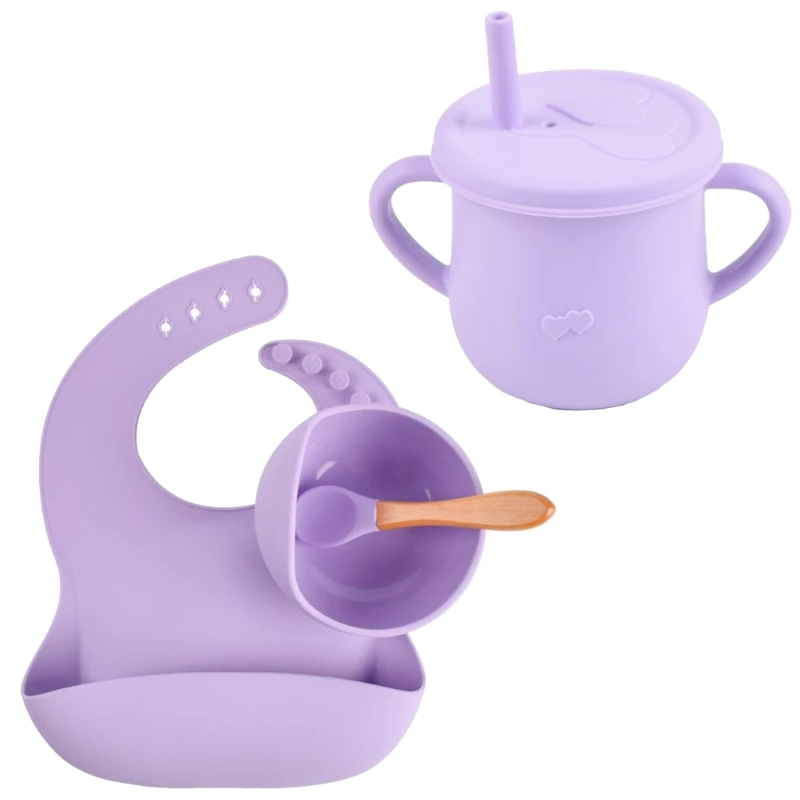 Silicone Dinner Plate Set Toddler Dining Containing Material Baby Suction Bowl Spoon Bib and Cup 29EA | Дом и сад