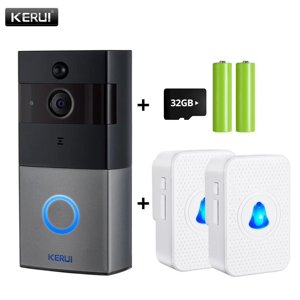 Kit5 KERUI Tuya Smart Life беспроводной WiFi видеодомофон дверной звонок 2MP 1080P телефонный звонок Дверной звонок Домашняя безопасность камера ночного видения - Цвет: Kit5