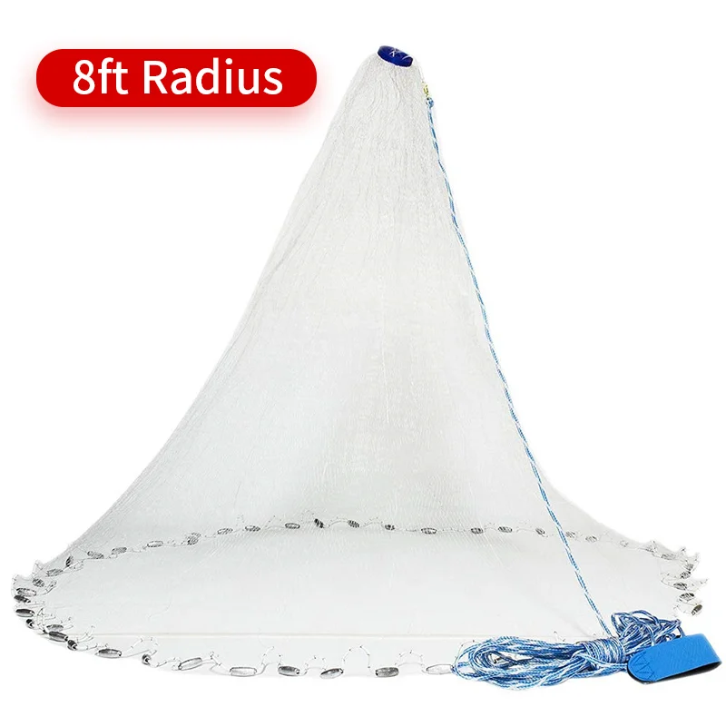 8ft Radius American Saltwater Fishing Cast Net for Bait Trap Fish,4/6/8/10/12ft Radius,Outdoor throwing fishing net fishing gear gill net - Цвет: 8ft Radius