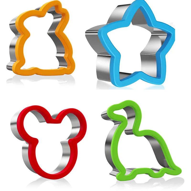 

2PCS Sandwich Cutter Set for Kids /Boys/Girls Animal Dinosaur Star Heart Shape Stainless Steel Metal Cookie Cutters Mold