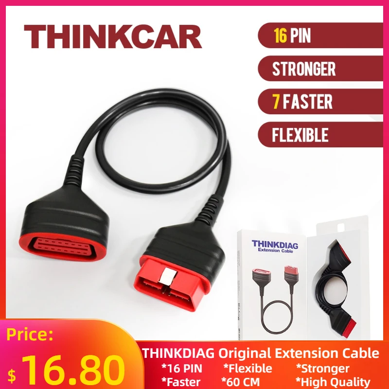 

ThinkDiag Original 16Pin Male to Female Extension Cable for Easydiag 3.0/Mdiag/Golo Original Main OBD 2 Extended Connector