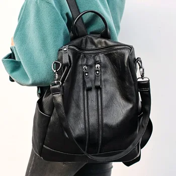 

Backpack Female Korean Version 2019 New Wave Ladies Casual Wild Soft Leather Simple Mummy backpack
