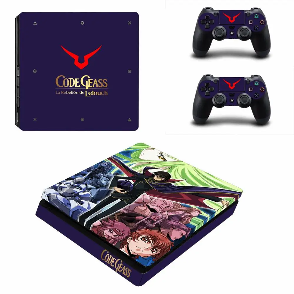 

Code Geass: Lelouch of Rebellion PS4 Slim Stickers PS 4 Slim Skin Sticker For Sony PlayStation4 Slim Console and Two Controllers