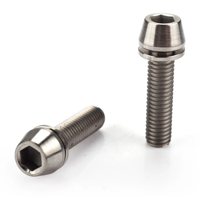 2pcs Silver M6* 20 мм Ti Винт из титанового сплава с шайбой для горной дороги, руль для велосипеда, шток для велосипедной гарнитуры, винты, цветные болты, 2 шт - Цвет: 2pcs Silver