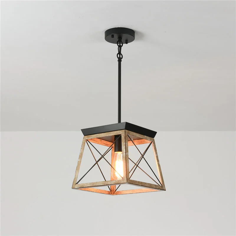 

American Trapezoidal Single Head Chandelier Restaurant Kitchen Corridor Lamp Creative Iron Retro Industrial Style Lamps