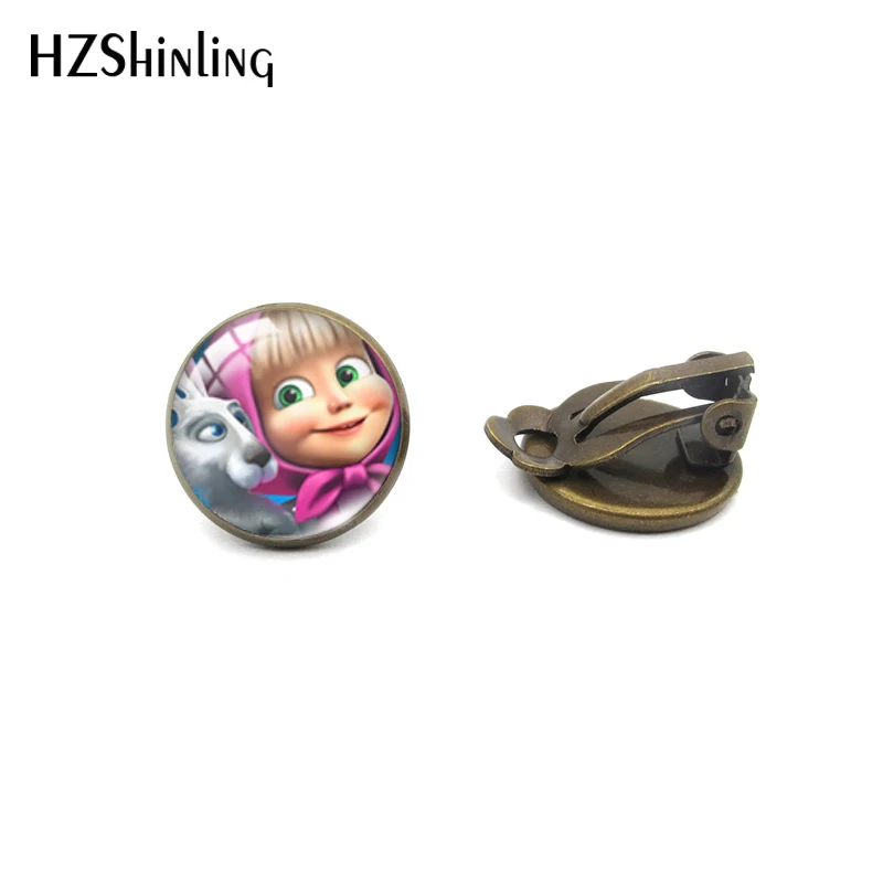 Bronze-4 Hzshinling маленькие девочки и медвежонок круглые серьги без проколов Симпатичные летние аксессуары - Окраска металла: Bronze-4