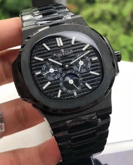 Luxury Brand New Automatic Mechanical Men Watch Sapphire Transparent Moon Phase Watches Rose Gold S