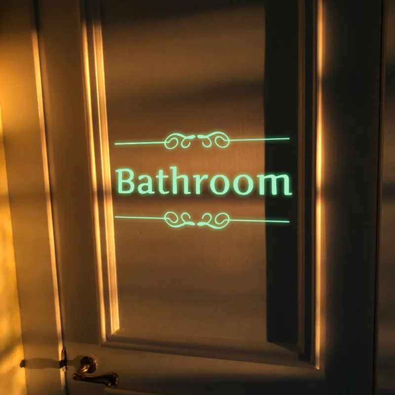 

Luminous Toilet Wall Sticker Bathroom Glow in the dark Door stickers Decor WC Indoor Vinyl Decals Vintage Wall Decoration