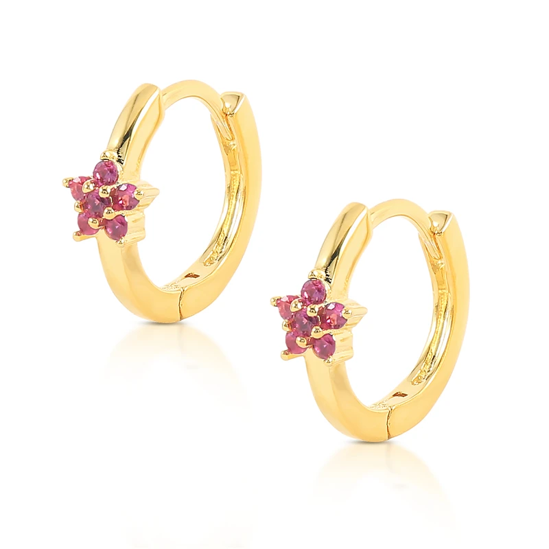 18k Gold Plated Red Enamel Star Fruit Love Butterfly Earrings