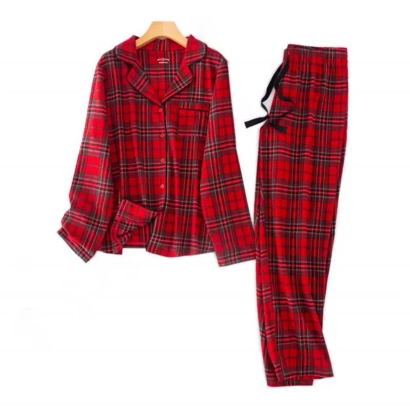 Spring Autumn Men Casual Pajama Sets 100% Cotton Sleepwear Suit Couples Matching Long Sleeve pajama sets