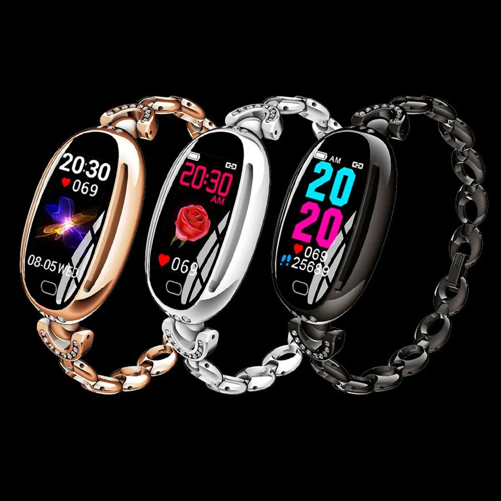 2019 Stylish E68 Women Blood Pressure Heart Rate Monitor Sport Bluetooth Smart watch Bracelet for Standard exercises functions