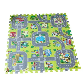 

Traffic Play Mat Puzzle Foam Interlocking Tiles Kids Road Traffic Play Rug Children Educational Playmat Rug Baby Play Set Mat