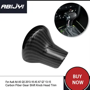 

For Audi A4 A5 Q5 2013-2016 A5 A7 Q7 2013-2015 Car Styling Car Interior Carbon Fiber Gear Shift Knob Head Trim Car Stickers