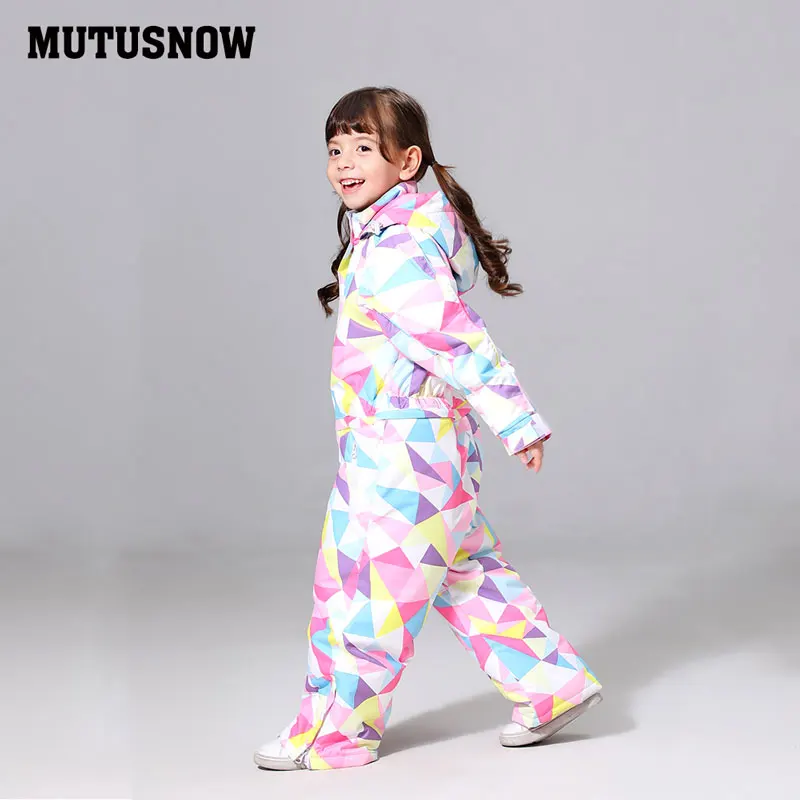 MUTUSNOW лыжный костюм для девочек; детский брендовый водонепроницаемый Зимний комплект со штанами; зимняя детская куртка из плотного бархата для катания на лыжах и сноуборде