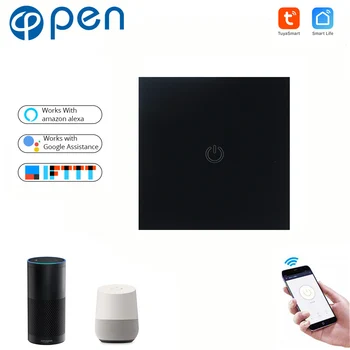 

Tuya 1 Gang Wifi touch wall Switch light switch Global control compatible with Amazon Alexa,Google home for Smart home