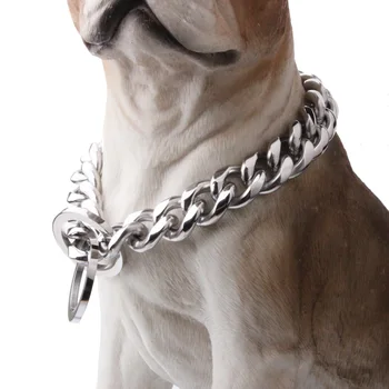

Tiasri Dog Choke Chain Choker Collar Strong Silver Color Chrome Steel Metal Training Pet Supplies Adjustable Size Dog Necklace