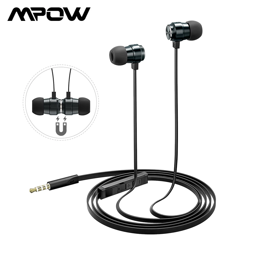Проводные металлические наушники Mpow In Ear магнитные вкладыши 3 5 мм стерео для iPhone