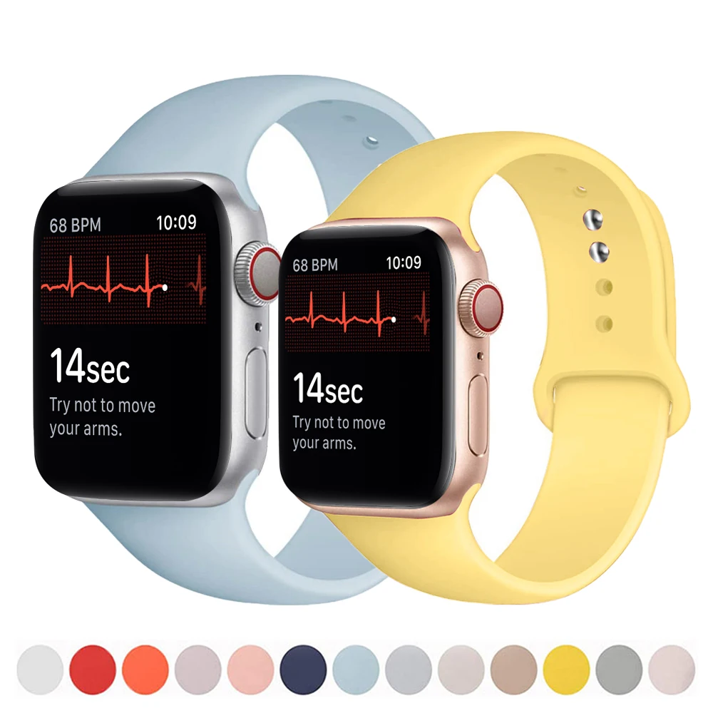 

Strap For Apple Watch band 44mm 40mm iWatch band Accessories Sport wristband Silicone bracelet for Apple watch serie 6 5 4 3 SE
