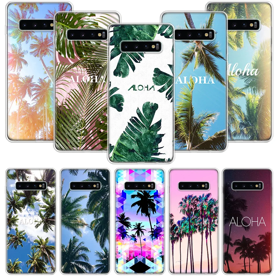 Green Venice Aloha Palms Printed Trees Phone Case For Samsung Galaxy S20 FE S10 Lite S21 Ultra S10E S9 S8 Plus J4 J6 J8 + Soft | Мобильные