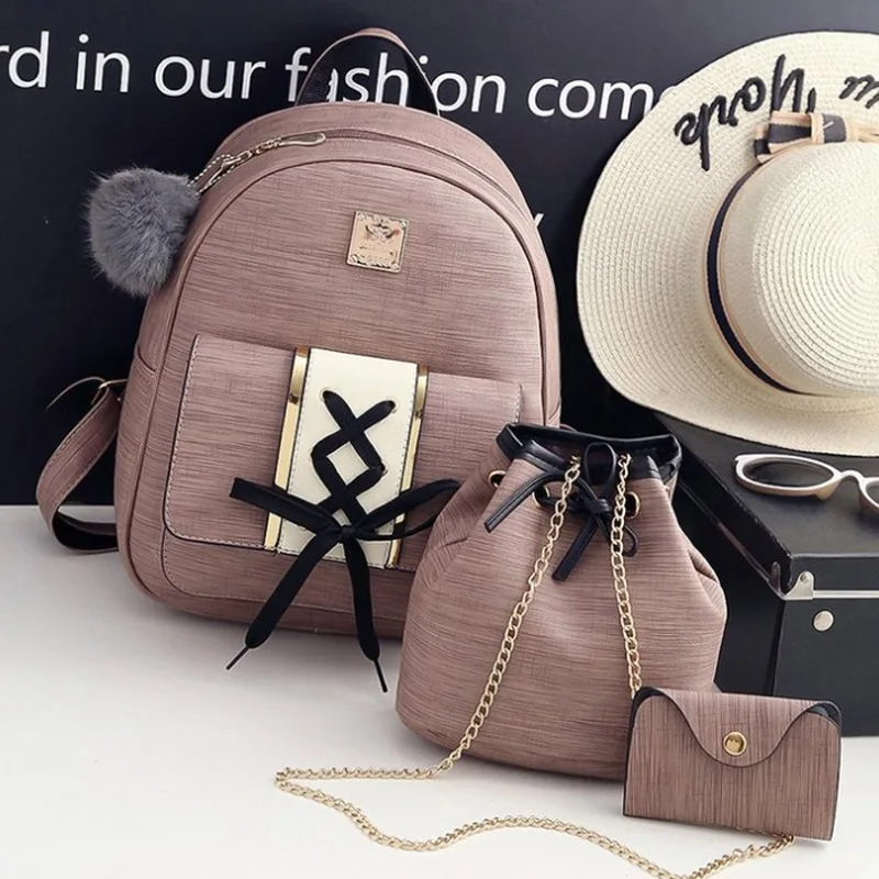 

Bags2019 Trend New Style Women's Three-piece Set Different Size Bags Fashion Korean-style Retro Versatile Cool