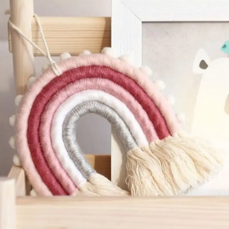 Baby Photo Props Nordic Home Weaving Color Pendant Rainbow Hand-woven Hanging E65D