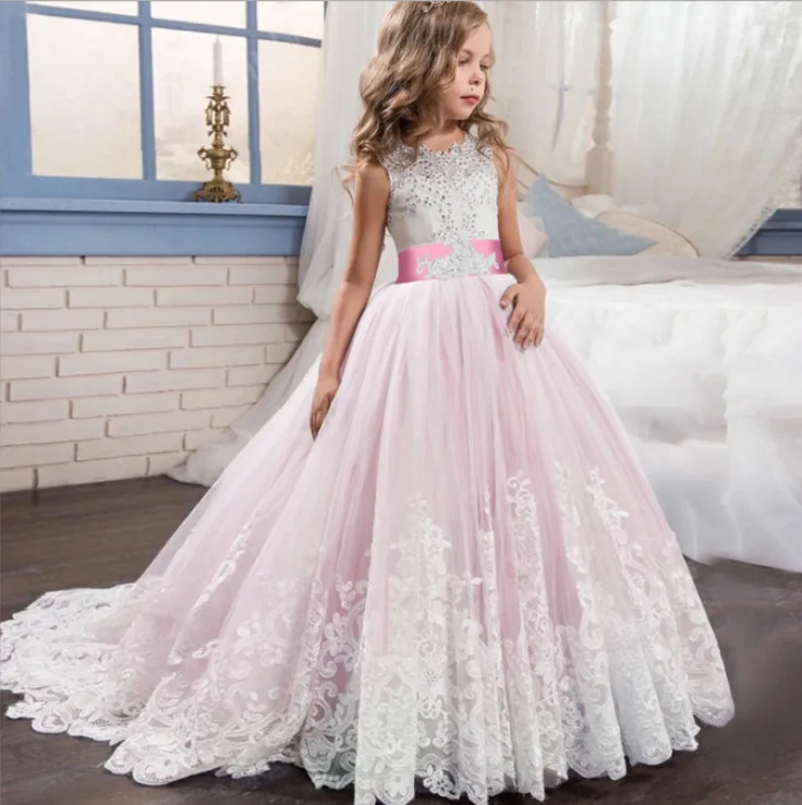Нарядное длинное платье с цветочным узором для девочек; праздничное платье принцессы; детская официальная одежда; Детские платья для девочек; Свадебная вечерняя одежда