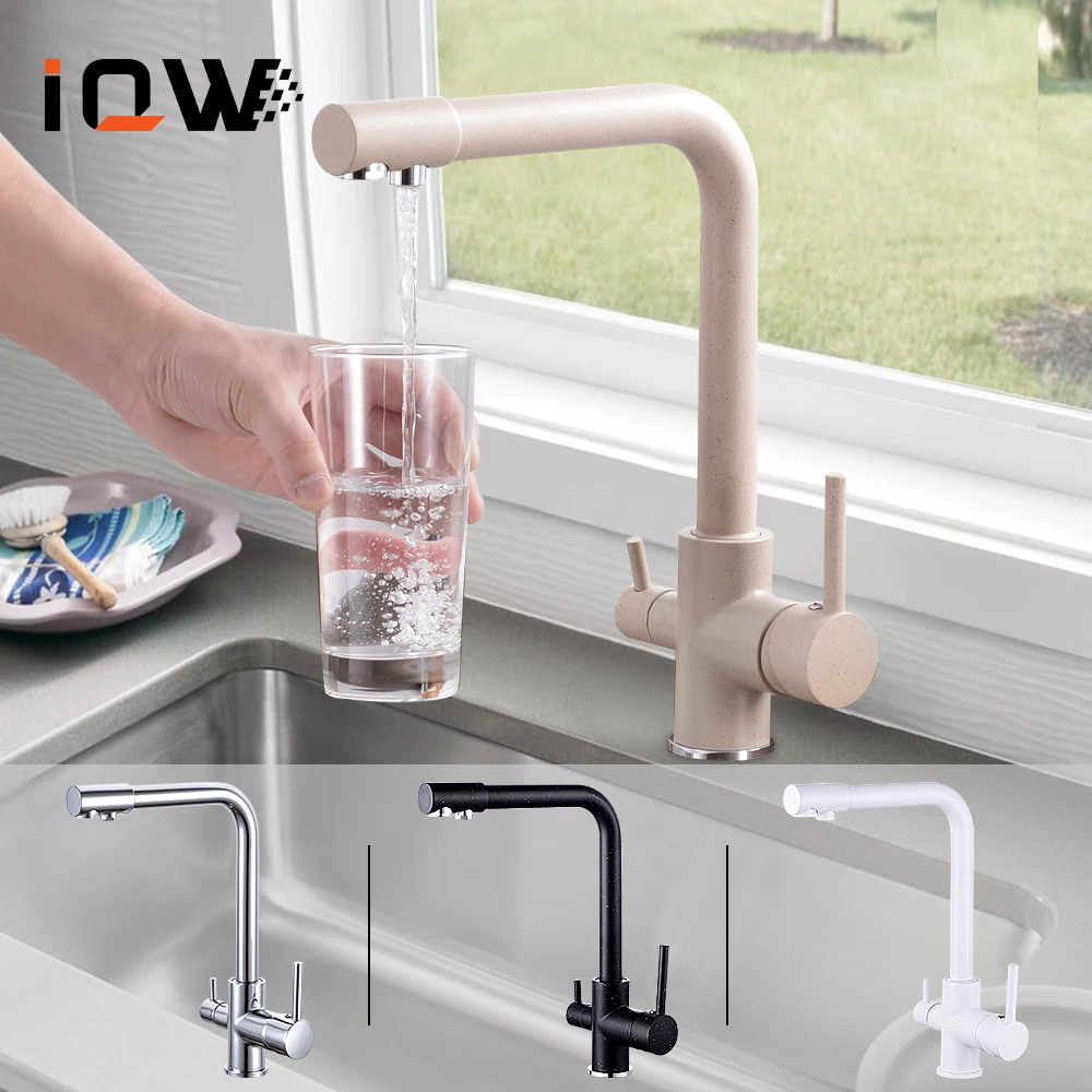 Kitchen Faucet 360 Degree Rotation Filtered Water Double Handle  Kitchen Sink Tap Hot And Cold Water Mixer