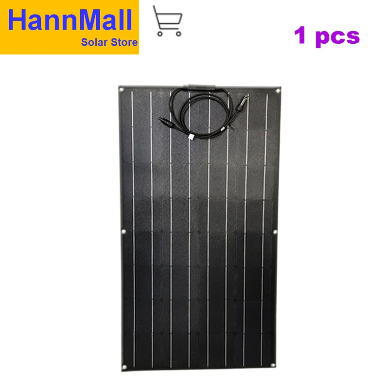 

HannMall 100W ETFE Semi Flexible Solar Panel placa solar panneau solaire 12V Mono Cell For RV Boat Yacht Car Caravan Charger