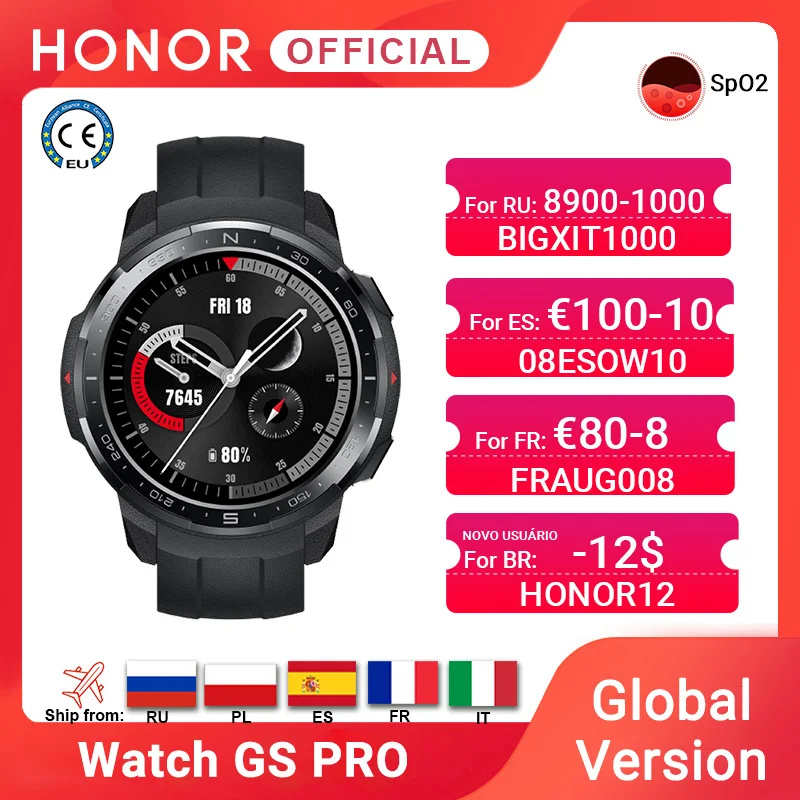 Global Version Honor Watch GS Pro Smart Watch SpO2 Smartwatch Heart Rate Monitoring Bluetooth Call  5ATM  Sports Watch for Men
