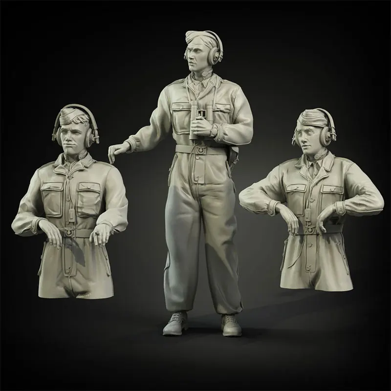 

1/35 Scale German Armored Vehicle Crew 3 People Miniatures Modelling Unpainted DIY Assembling Static Figure Resin Model Kits