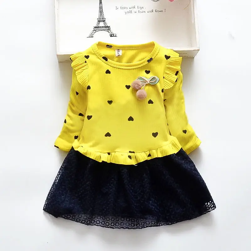 Платье для девочек Лидер продаж; Новинка года; платье для девочек в Корейском стиле Модное детское Хлопковое платье с длинными рукавами и цветочным рисунком детская одежда с принтом