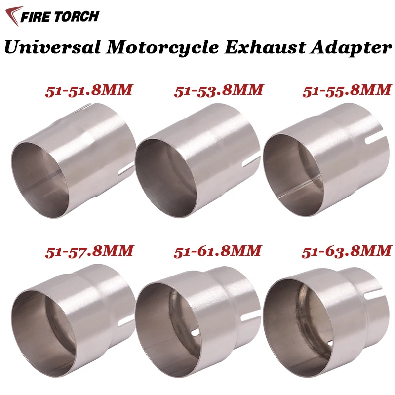 Universal Motorcycle Exhaust Adapter Escape 52mm 54mm 56mm 58mm 62mm 64 to  51mm Pipe connection Reducer Muffler Stainless Steel