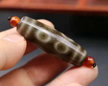 

LKbrother Talisman Treasure Unique Tibetan Oily Old Agate 8 eye Lucky Totem dZi Bead 45*14.3mm