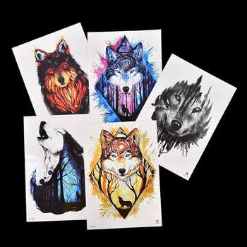 

AACAR Wolf Temporary Tattoo Stickers Waterproof Women Fake Hand Animal Tattoos Adult Men Body Art 21X14.8cm