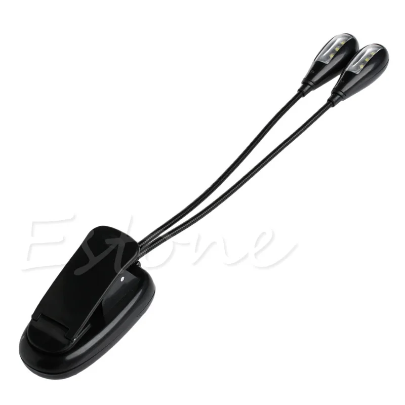 

Flexible 2Dual Arms Clip On 8LED Light for Book Reading Camping Hiking Lamp Bulb L4MF
