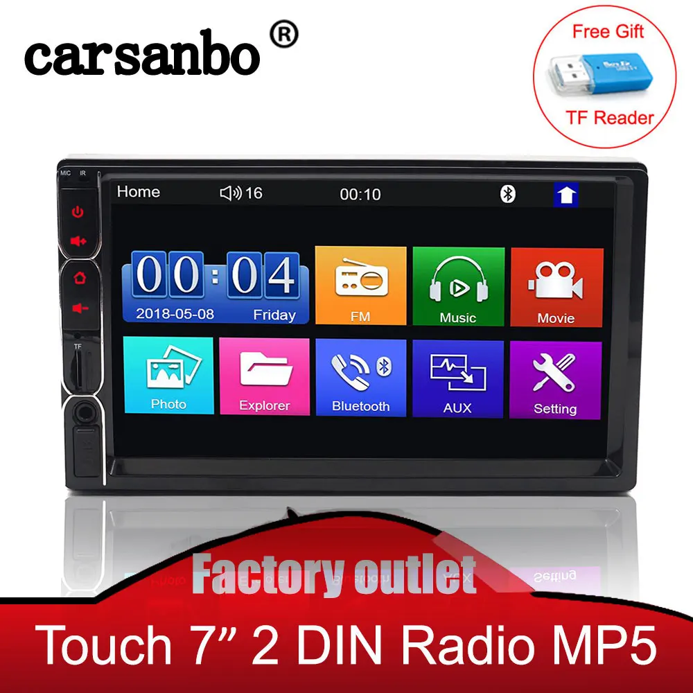 cheap 7 #039; #039; HD Touch Screen bluetooth 2DIN Car Radio MP5 Player Stereo Autoradio Multimedia Player FM USB AUX Support Rear View Camera