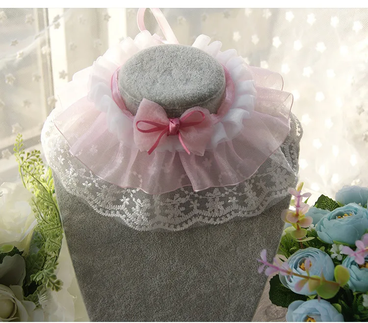 Pet Sweet Lace Scarf Pink Dog Bib Cat Collar Wedding Scarf Decoration Cute Heart Neckerchief Scarf Saliva Towel For Puppy