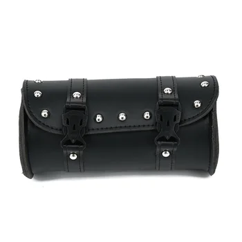 

Motorcycle Cruiser Tool Bag Fork Barrel Shape Handlebar Front Fork Bag Black