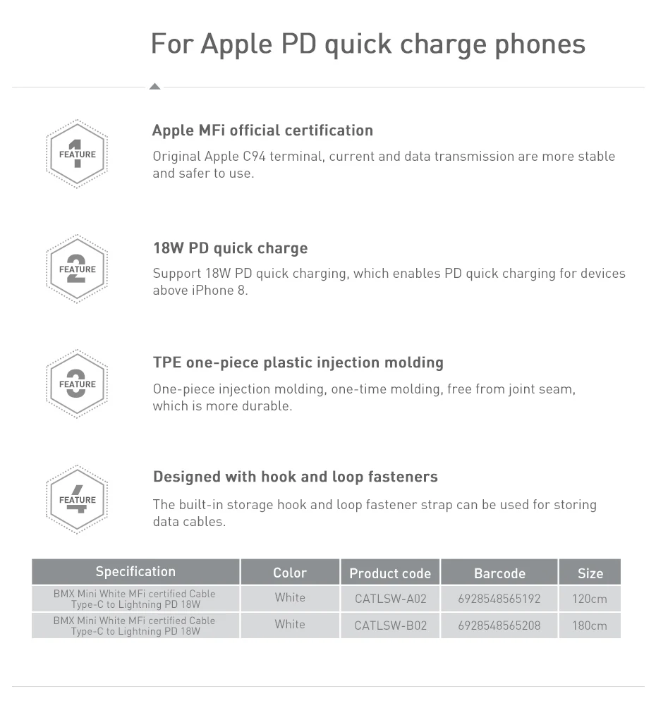 Baseus BMX MFI 18 Вт PD USB C кабель для Lightning для iPhone 11 Pro Max Xs Max Xr X 8Plus Кабель для быстрой зарядки для Macbook iPad Pro