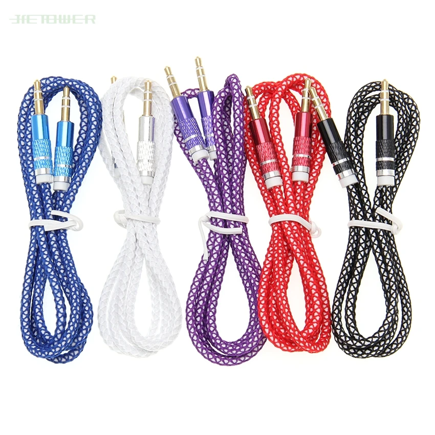 3 5mm Durable Audio Cable Nylon Braid Candy Car AUX Cable Headphone Extension Code for Phone MP3 Car Headset Speaker 50pcs lot