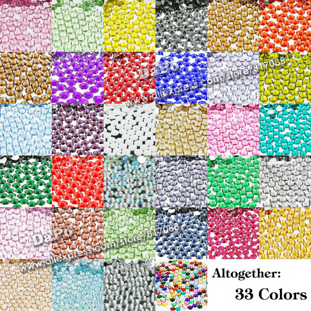 플랫 백 레진 비 핫픽스 라인석, 2.0/3.0/4.0/5.0/6.0mm, 의류 손톱 3D 아트 장 10000pcs-도매